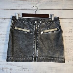 NWT‎ SO Vintage Black Style Faux Leather Zip Front Mini Skirt Size 13 Juniors
